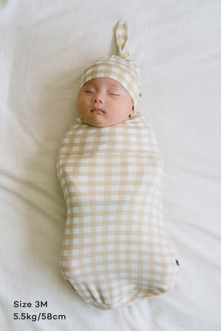 Newborn バンブースワドルポーチ&結び帽セット