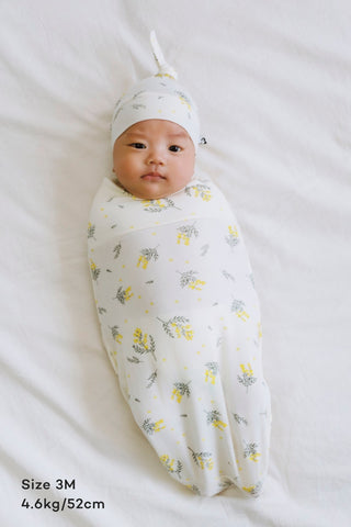 Newborn バンブースワドルポーチ&結び帽セット