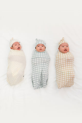 Newborn バンブースワドルポーチ&結び帽セット