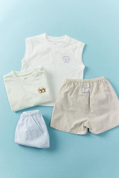 きなこ　konny クールコットン ストライプセットアップ　2点 クールコットン ストライプセットアップ | Konny（コニー）ベビー服