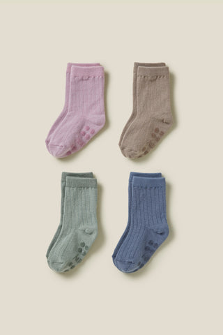 【8/26(水) お昼12時販売予定】[26FW] Easy-fit ベーシックソック 4P (GREEN, DEEP BLUE, PINK, MOCHA)