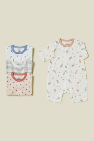 コットンメッシュ ロンパース ７分丈