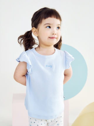 [3/31(火) お昼12時販売予定] [26SS] モダール リブラッフル フリル半袖Ｔシャツ