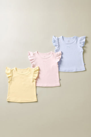 [3/31(火) お昼12時販売予定] [26SS] モダール リブラッフル フリル半袖Ｔシャツ