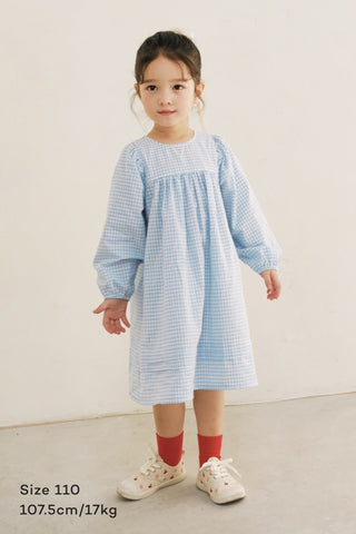 [26SS] チェック柄 長袖ワンピース
