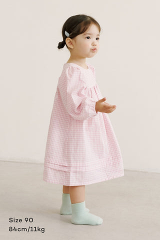 [26SS] チェック柄 長袖ワンピース