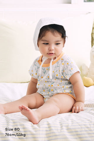 Newborn コットンメッシュボディスーツ