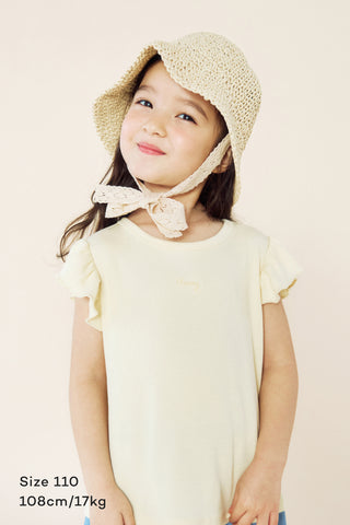 [3/31(火) お昼12時販売予定] [26SS] モダール リブラッフル フリル半袖Ｔシャツ