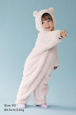 クマみみテディフリースロンパース