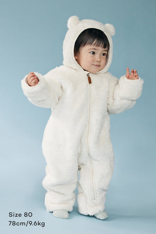 クマみみテディフリースロンパース